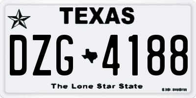 TX license plate DZG4188