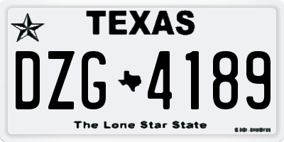 TX license plate DZG4189