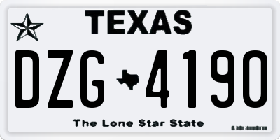 TX license plate DZG4190