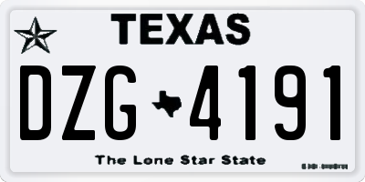 TX license plate DZG4191