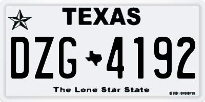 TX license plate DZG4192