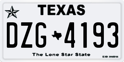 TX license plate DZG4193