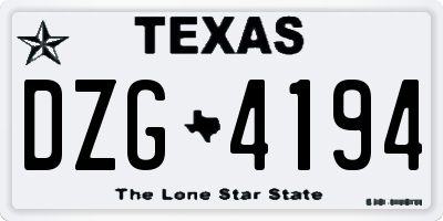 TX license plate DZG4194