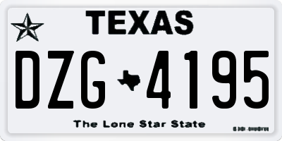 TX license plate DZG4195