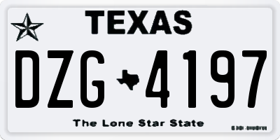 TX license plate DZG4197