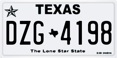 TX license plate DZG4198