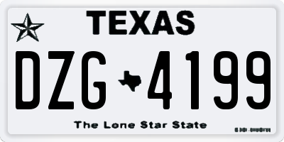 TX license plate DZG4199