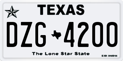 TX license plate DZG4200