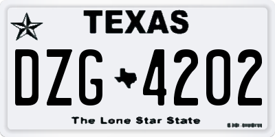 TX license plate DZG4202