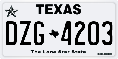 TX license plate DZG4203