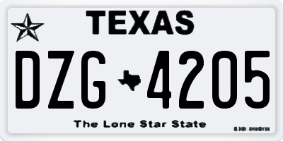 TX license plate DZG4205