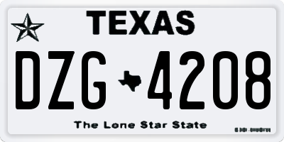 TX license plate DZG4208
