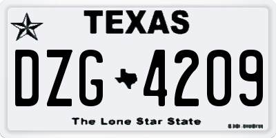 TX license plate DZG4209