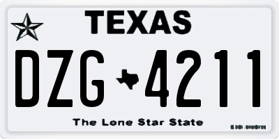 TX license plate DZG4211