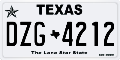 TX license plate DZG4212