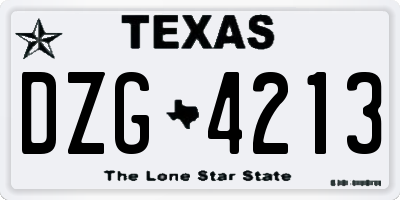 TX license plate DZG4213