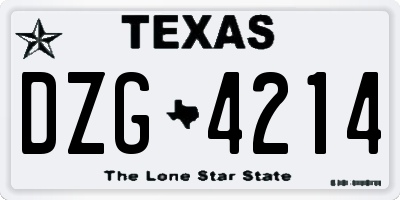 TX license plate DZG4214