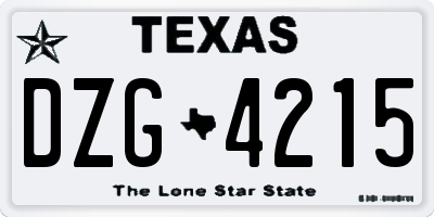 TX license plate DZG4215
