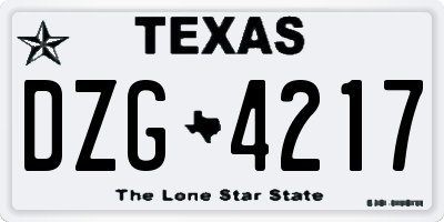 TX license plate DZG4217