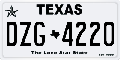 TX license plate DZG4220
