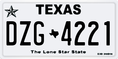 TX license plate DZG4221