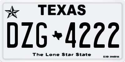 TX license plate DZG4222