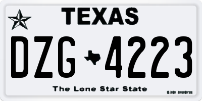 TX license plate DZG4223