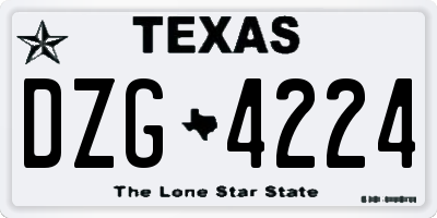 TX license plate DZG4224