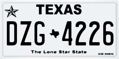 TX license plate DZG4226