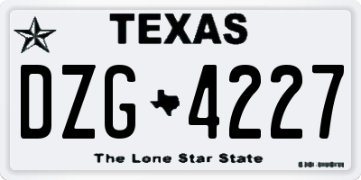 TX license plate DZG4227