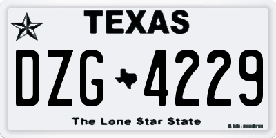 TX license plate DZG4229