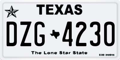 TX license plate DZG4230