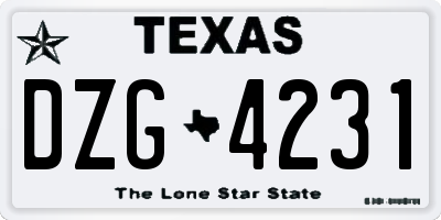 TX license plate DZG4231
