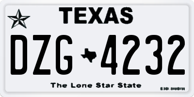 TX license plate DZG4232