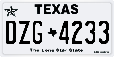 TX license plate DZG4233