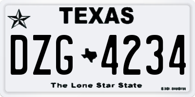 TX license plate DZG4234
