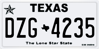 TX license plate DZG4235