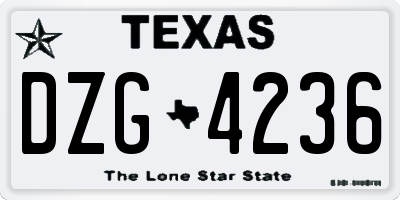TX license plate DZG4236