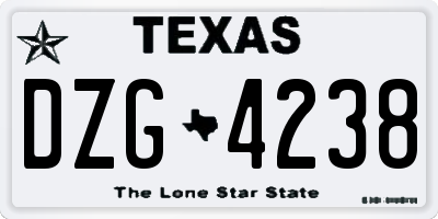 TX license plate DZG4238