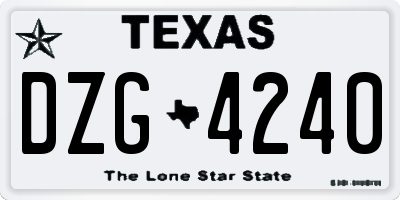 TX license plate DZG4240