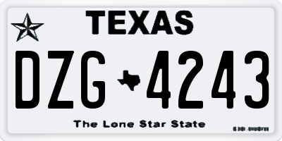 TX license plate DZG4243