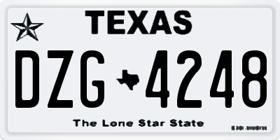TX license plate DZG4248