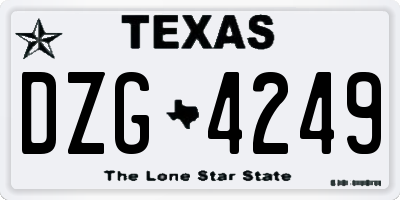 TX license plate DZG4249