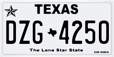 TX license plate DZG4250
