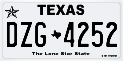 TX license plate DZG4252