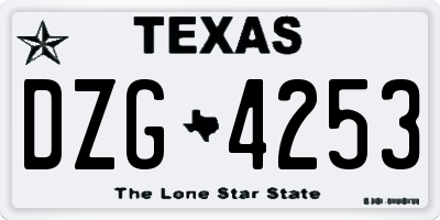 TX license plate DZG4253