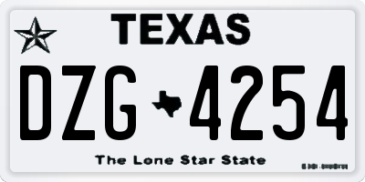 TX license plate DZG4254