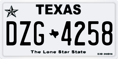 TX license plate DZG4258