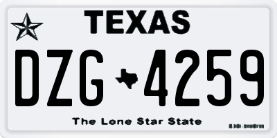 TX license plate DZG4259