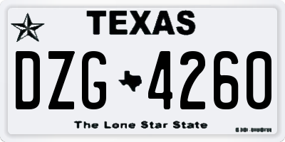 TX license plate DZG4260